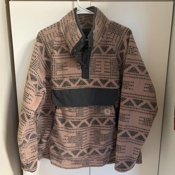 Carhartt Pink and Gray Patterned Fleece - Picture 1 of 8